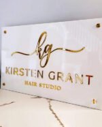 Custom 3D Black Gold Acrylic Business Name Sign3