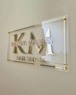 Custom 3D Black Gold Acrylic Business Name Sign3