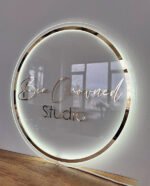 Custom 3D Black Gold Acrylic Business Name Sign3