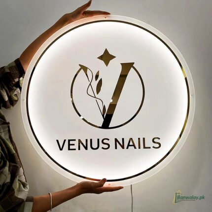 Custom Acrylic Backlit Sign Clear Board Gold Logo